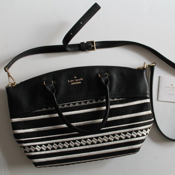 Kate Spade Jackson Street Fabric Small Dixon Crossbody Bag Black White - Picture 3 of 11
